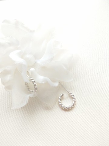 純銀圓線 捲捲麻花捲 耳針