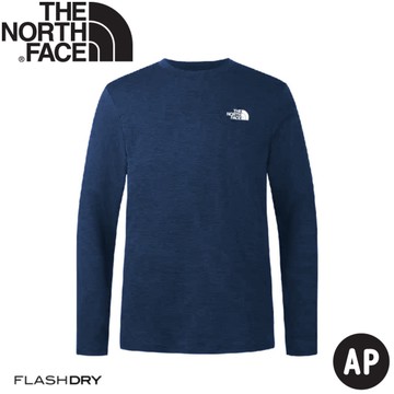 【The North Face 男 快乾長袖圓領T AP《海軍藍》】8DG5/登山/排汗衫/薄長T/運動上衣