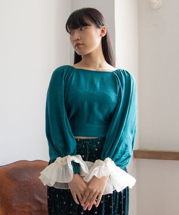 【熱門預購】柔滑緞面綁帶上衣 (三色) IAC-5335