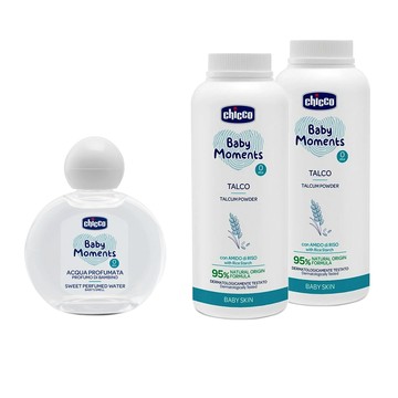 chicco 寶貝嬰兒植萃淡雅香水100ml+寶貝嬰兒植萃細緻爽身粉150gx2