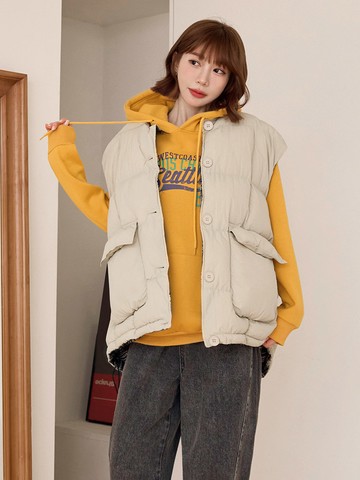 內刷毛美式字母印花寬鬆帽T