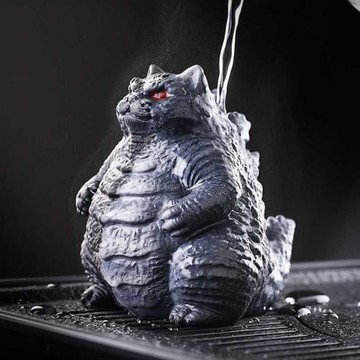 創意卡通新款貓頭哥斯拉可養變色茶寵擺件茶桌裝飾品功夫茶具配件