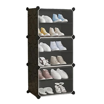 京太陽 6層組合鞋櫃 3門 組裝尺寸44*31*96cm  黑色 + 透明門  1組