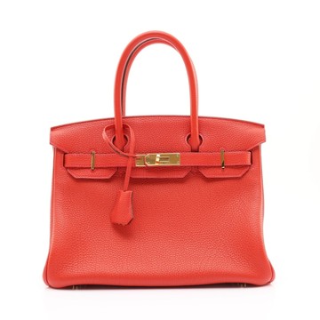 HERMES 愛馬仕 Birkin 30 Togo牛革 柏金包 法拉利紅 金扣 口P刻 手提包 (無鎖頭) 【二手名牌BRAND OFF】