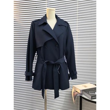 2026春秋杭州意法風衣女藏青色短款小個子加絨外套高級感羽絨服