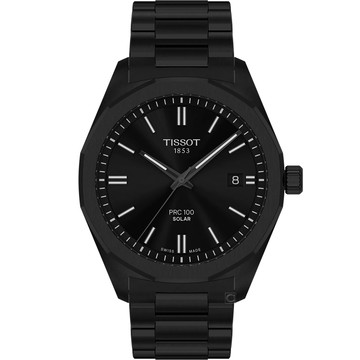 TISSOT 官方受權 PRC 100系列 Solar太陽能腕錶 男錶 手錶-T1514223305100/39mm 黑