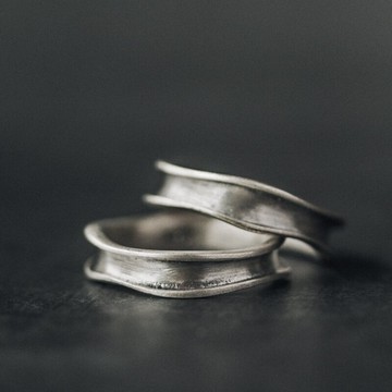 曲尾花復古開口銀戒指男個性簡約百搭拉絲首飾嘻哈hiphop中性潮人