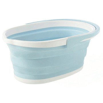 可摺疊拖把水桶 46*30.3*20.4cm (展開) 46*30.3*5cm (收合) PP+TPR材質 北歐藍/北歐粉/北歐米  加大  1個