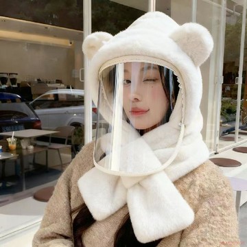 甄選好物🌈帽子女冬可拆卸防風防霧鏡片面罩加厚護耳騎車保暖防寒神器套頭帽