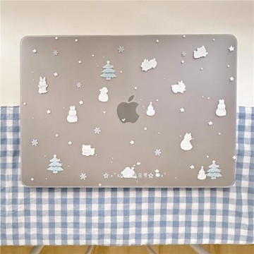 Kiki的白日夢/圣誕節下雪了冬日兔子磨砂亞克力MacBookproair保護殼保護套輕薄防磕碰pc材質M1M2新款防摔透氣