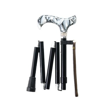 海夫健康生活館 MerrySticks悅杖醫 療用手杖未滅菌 施華洛世奇水鑽EZjoint折疊手杖(銀箔黑)