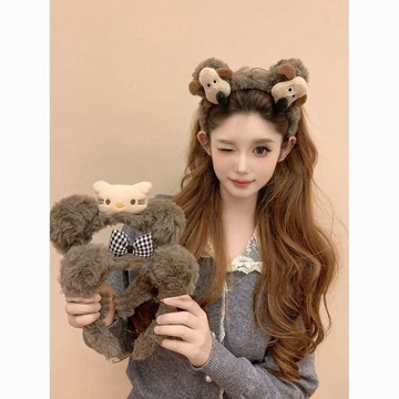 【免運喲】2026新款可愛掌門狗髮箍毛絨彩色小狗卡通髮卡甜美少女心百搭頭箍