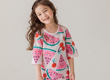 夏日西瓜桑-輕透空氣衣七分袖韓國童裝-K17407