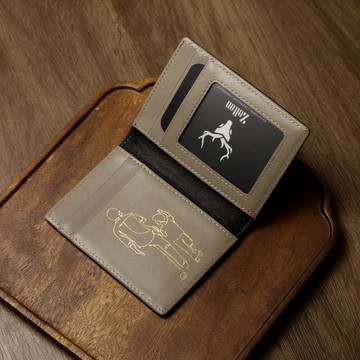 Nox・真皮卡片皮夾 | 簡約風格・可刻字 黑灰拼色