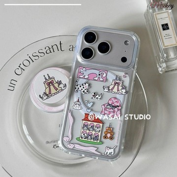 可愛蝴蝶結貓狗適用蘋果15/16手機殼12磁吸殼17iPhone11透明13/14
