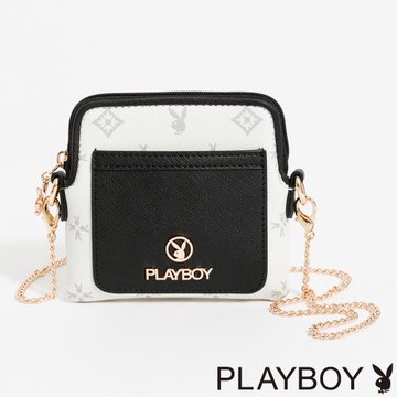 PLAYBOY - 零錢包  黑白TWO系列 - 米白色