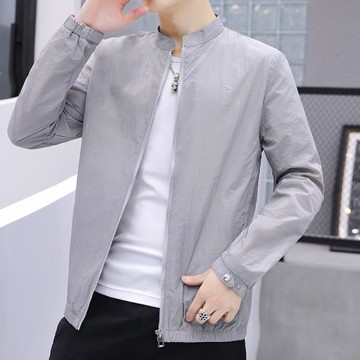 夏季防曬衣男生休閑透氣外套韓版青年夏天夾克單層薄款棒球服立領