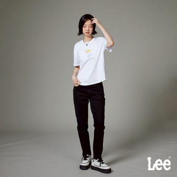Lee 413 彈性高腰標準小直筒牛仔褲 女 黑色 LB417101035