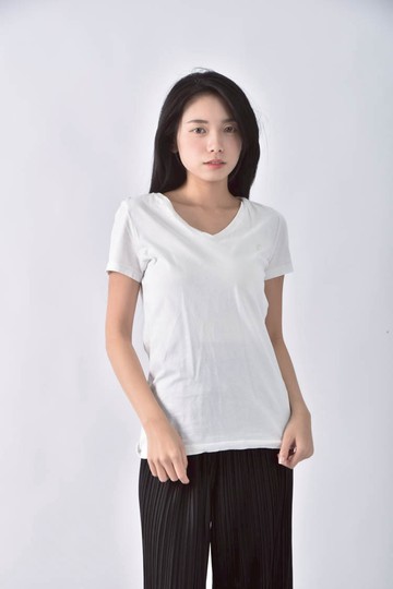 (S) nauticav領白色短袖上衣