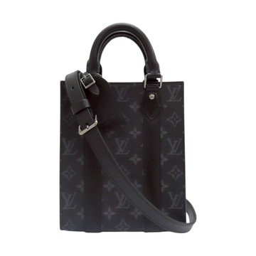 【二手名牌BRAND OFF】LOUIS VUITTON LV 路易威登 黑色 原花 帆布 Sac Plat Mini 兩用包 M46453