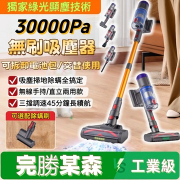 隔日達+免費鑒賞【無刷內機】350W超強款 工業頂配吸塵器 無線吸塵器 塵螨吸塵器 綠光除塵 可拆卸替換電池 吸塵器