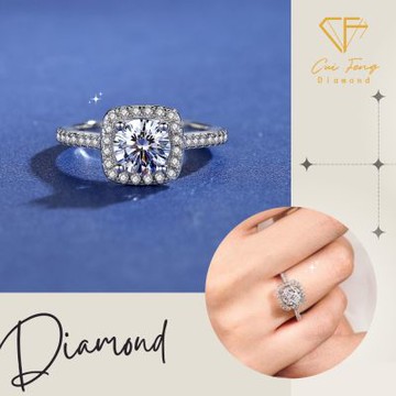 【CF鑽飾】女戒 莫桑鑽《微鑲方包》戒指 鑽戒 新年 情人節禮物 飾品 生日送禮 求婚 告白