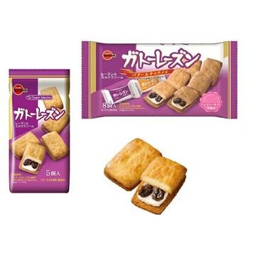 【江戶物語】 BOURBON 北日本 萊姆葡萄夾心餅乾 5入/8入 焦糖夾心 牛奶奶油夾心 葡萄乾 波路夢 日本原裝進口
