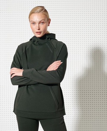 Superdry Women's Women's Sport Training Half Zip Overhead Hoodie Khaki / Army Khaki - Size: 12 Size: 8