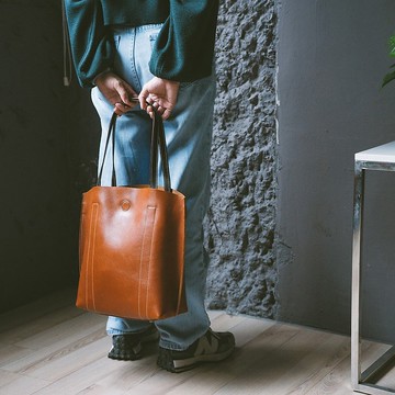 真皮手提斜背包 X7102T-1 黃棕