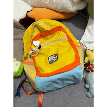 新款拼色高顏值書包可愛大容量雙肩包少女時尚戶外大學生輕便背包