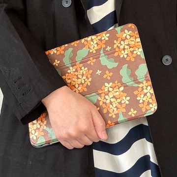 手帳型 iPad 保護殼【金木犀】三折式支架功能硬殼保護套