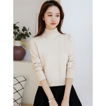 半高領短款毛衣女秋冬季加厚針織衫高腰小個子上衣中領內搭打底衫