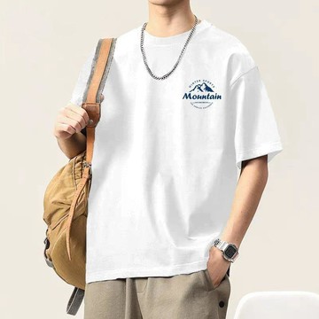 短袖T恤男士美式夏季潮牌純棉寬鬆半袖圓領休閒體恤重磅印花上衣