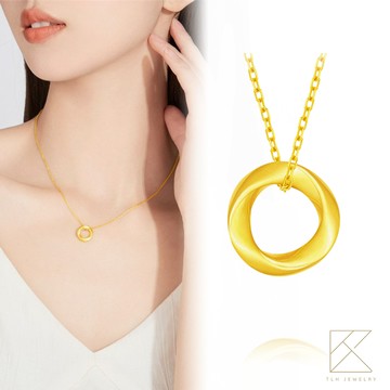 【TLH】黃金墜項鍊 純金999 莫比烏斯環 約重0.05錢±0.01