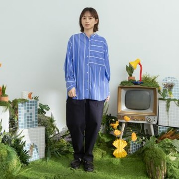 【MOSS CLUB】棉彈斜紋立體口袋休閒百搭蘿蔔長褲 藍 黑 灰