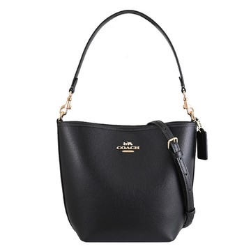 COACH CT801 經典金屬馬車LOGO荔枝皮革兩用水桶包.黑