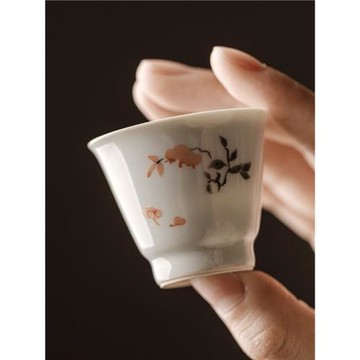 束刻中式復古青瓷手工小碎花閑談茶杯功夫茶具小品茗杯聞香杯30ML