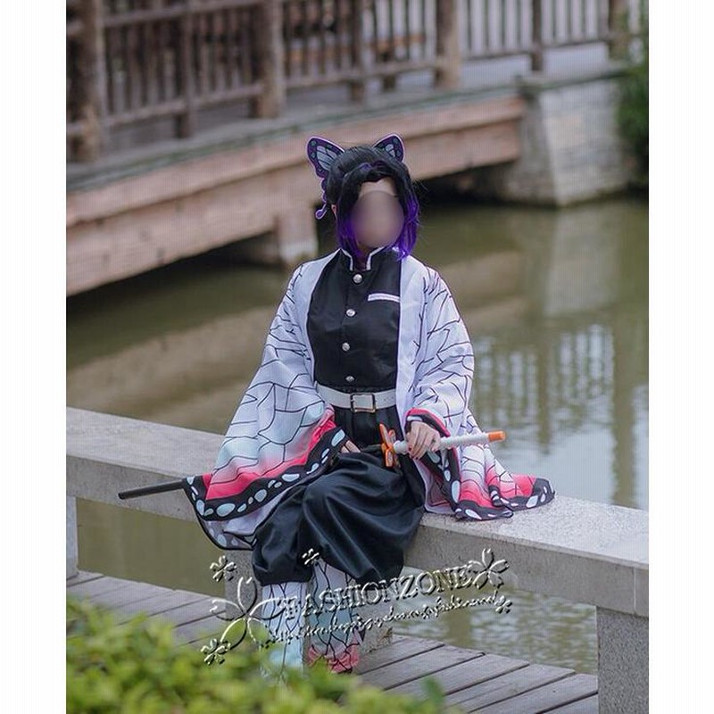 鬼滅の刃 風 胡蝶しのぶ コスプレ衣装 ウィッグ 靴 刀 道具 cosplay