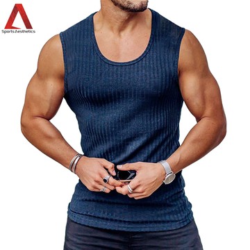 寬肩條紋背心 男式 彈力運動健身背心 休閒跑步無袖上衣 現貨