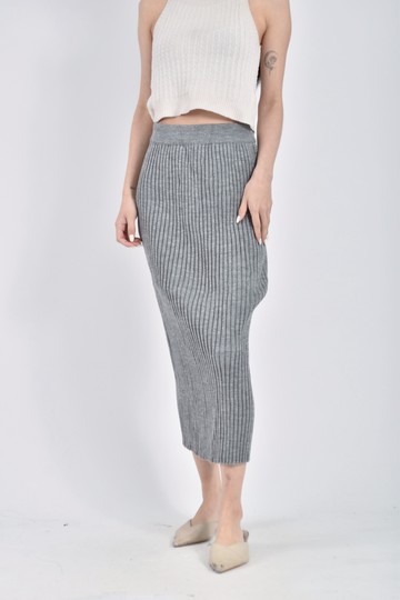 (XL) 【Ellie私服】質感鬆緊腰坑紋灰色長裙