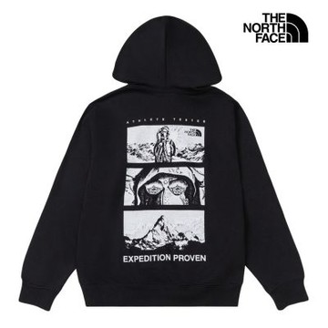【The North Face 官方旗艦】北面男女款黑色背面大尺寸印花長袖帽T｜8KDTJK3