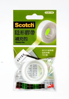 【文具通】3M Scotch 隱形 膠帶 補充包 810R-10M 透明袋 約19mm x 10m E1040045【領券滿額再折千12/31止】