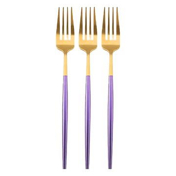 歐風餐具 - 304不鏽鋼茶叉  紫金色  3支