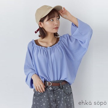 ehka sopo  甜美荷葉邊分層設計下襬抽繩襯衫