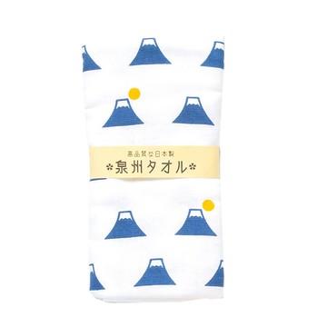 旭 日本泉州純棉麻紗加厚34*85CM毛巾(富士山-深藍)