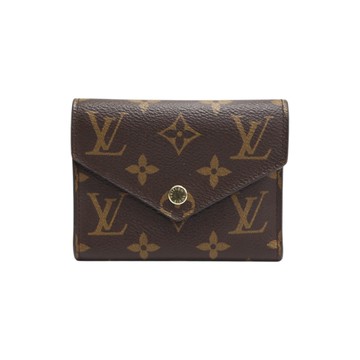 LOUIS VUITTON LV 路易威登 棕色 原花帆布 Victorine 扣式 短夾 M62472 【二手名牌BRAND OFF】