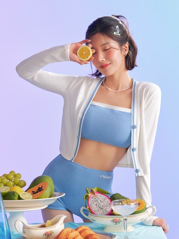 Twist Bikini Rash Guard Set [Blue]