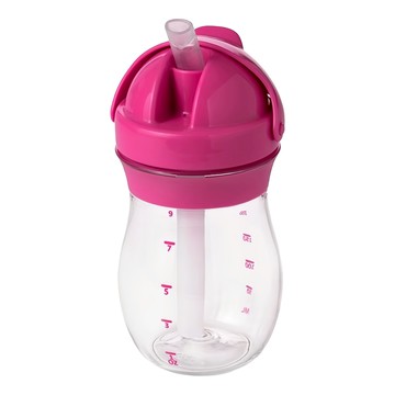 OXO tot 寶寶啾吸管杯 弧形瓶身設計 寶寶好抓不滑手 不易潑濺鴨嘴吸口設計  莓果粉  250ml  1個
