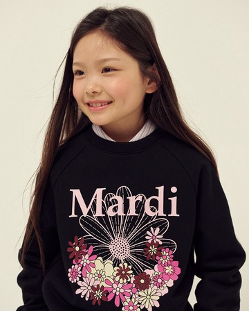 MARDI MERCREDI 童裝 印花大學TEE 黑色 經典小雛菊 繽紛粉花 純棉 KIDS SWEATSHIRT FLOWERMARDI JARDIN