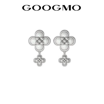 GOOGMO在花野系列耳環女小眾設計四葉草珍珠耳釘時尚氣質春季耳飾